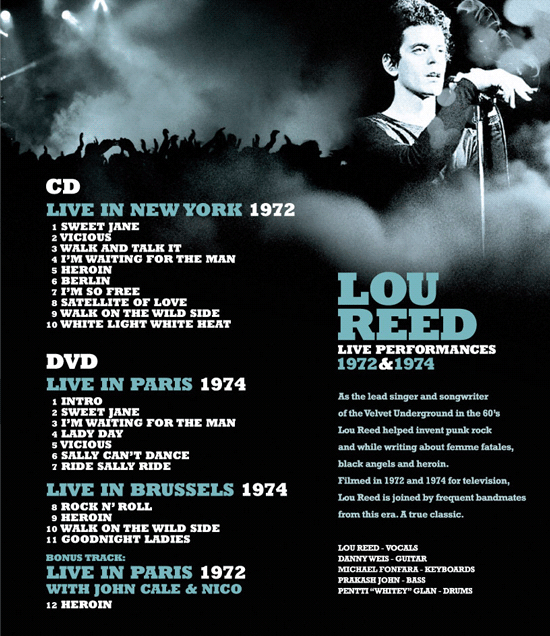 LOU REED - Live Performances 1972 & 1974 - DVD+CD - Kliknutím na obrázek zavřete